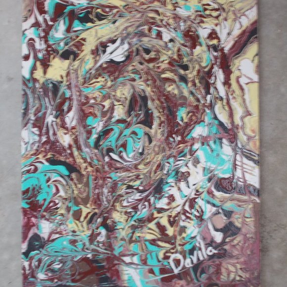 By Texas Artist Davila Other - New, Original "Birds Nesting" acrylic abstract painting, 16"x20"